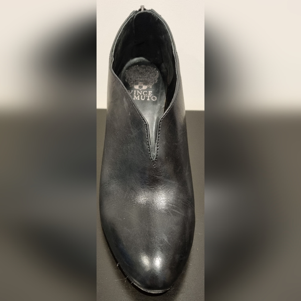 VINCE CAMUTO Vyammi Black Leather Women's Zip-Up Bootlets Size 7.5 B/38 3" Heel - Picture 8 of 13